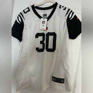 Nike White and Black Bengals Bates III Sports Jersey